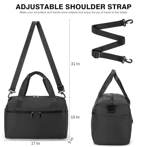For United Airline 17x10x9 Inches Personal Item Underseat Travel duffle bag, ports Tote Gym Bag,Shoulder Weekender Overnight Bag (Black)2