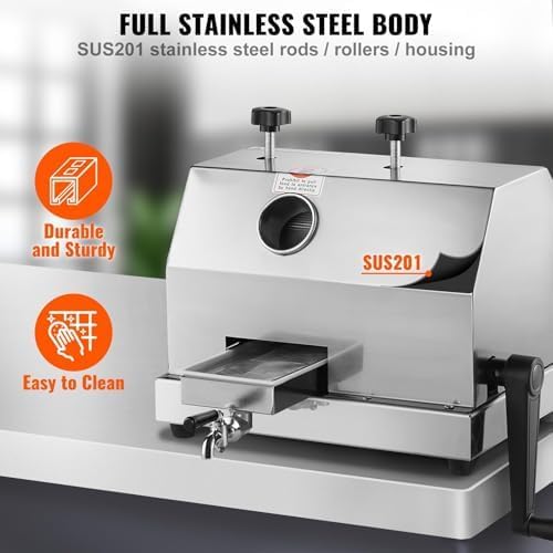 Commercial Sugar Cane Juicer Machine with Stainless Steel Drums, Large Inlet, 110 LBS/H for Hotels, Restaurants and Supermarkets - Image 4