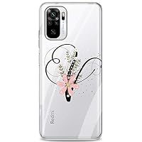 Custodia Per Xiaomi Mi 10 Lite In TPU Silicone Morbido - Design Con Lettera Q E Fiori, Sfondo Trasparente | Protezione Antiurto E Antigraffio - copertina