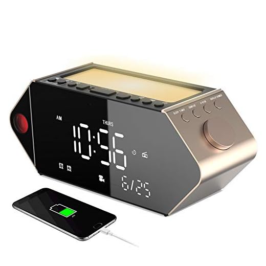 Sicsmiao Projection Alarm Clock, Digital Alarm Clock for Bedrooms, 180° Projector with Radio, Sunrise Clock, Dual Alarms with USB Chargers, 7 Color Light with Sleep Timer, Battery Backup for Ceiling.