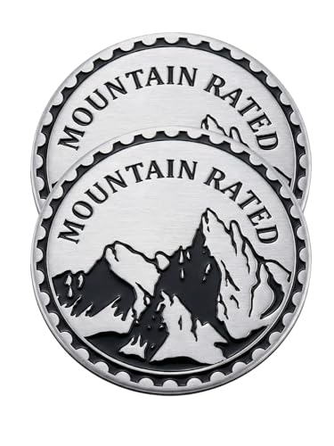 Image of 2 pcs Car Emblem 4 x 4 Metal Automotive Badge 3D Metal Car Badges Emblems Round Emblem Decals Car Badge Decals Stickers Compatible with Vehicles Trucks SUV RV Decorations (Mountain)
