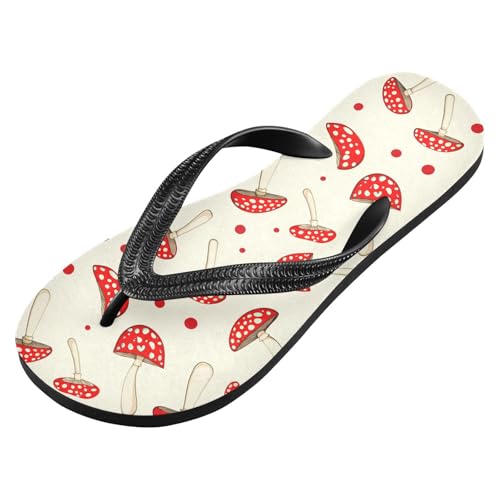 Mushroom Red Dot Beige Flip Flops for Beach Thong Sandals Anti-slip Lightweight Shower Shoes for Summer Swim Travel2
