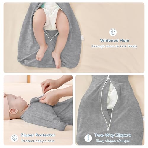 Image of ZIGJOY Baby Transitional Swaddles for Newborns: 0.5 Tog Arms Up Sleep Sack 3-6-12 Months Soft Cotton Shark Fin 2 Way Zipper