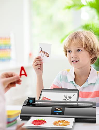 Laminator Machine With Laminating Sheets, Quick Warm-Up No Paper Jam, 9-Inch Personal Laminating Machine For Teachers In School Home Office, Thermal Laminator With Led Display, Paper Trimmer, Black #TOP6