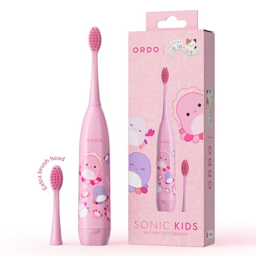 ORDO Squishmallows Toothbrush Sonic Battery Toothbrushes for Kids Soft Bristles Extra Brush Head Inc Gift for Kids Aged 4 Years and Up Battery Included Auggie