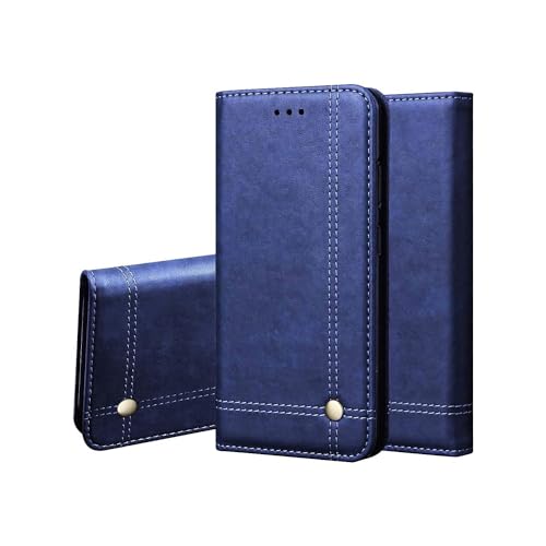 Image of Pikkme Motorola G84 5G Flip Cover | Strong Magnetic Closure | Genuine PU Leather Finish | Wallet Style with Inbuilt Pocket & Stand | Premium Look Magnetic Flip Case (Blue)