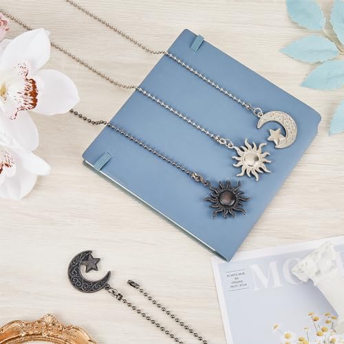 Image of CRASPIRE 4Pcs 2 Color Moon Star Sun Ceiling Fan Pull Chain Extender Charm Pendant Boho Adjustable Decorative 14.1in Extension Connector Ball Bead Cord Replacement Hanging Ornaments for Lighting Lamp