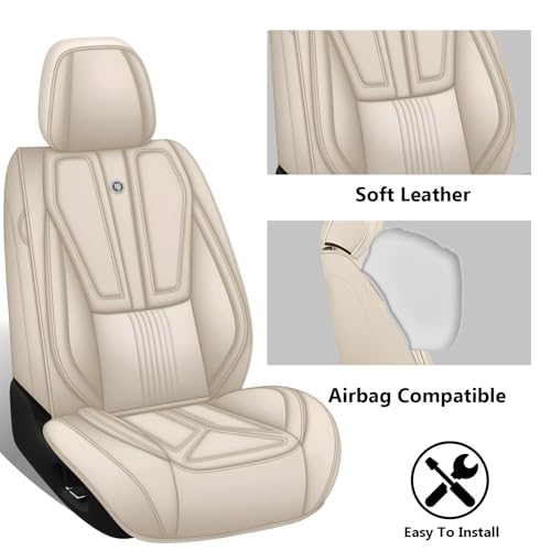 Image of Custom Car Seat Covers for Chevy Blazer 2019-2026,Easy Install,Beige | nappa leather seat protector,full coverage seat covers,all weather seat cover,waterproof,anti-slip,easy clean,5 seat Standard