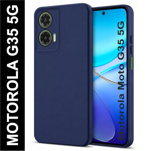 Image of SBMS Silicone Back Cover Case for Motorola Moto G35 5G | Soft Micro-Fibre Lining Inside | Camera Protection Bump | Shockproof Back Cover Case for Motorola Moto G35 5G (Blue)