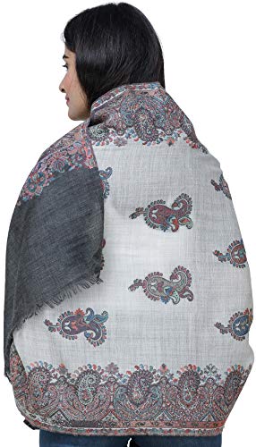 Étole Jamawar d'Amritsar gris argenté tissage traditionnel chic - 4