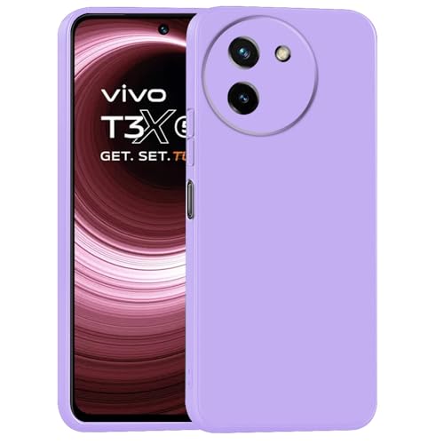 Image of Back Cover for Vivo T3x 5G | Full Camera Protection | Premium Liquid Silicon Case | Flexible Bumper Case for Vivo T3x 5G (Purple)