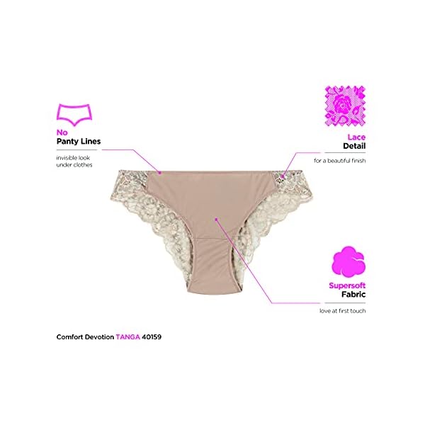 Maidenform Women's Comfort Devotion Lace Back Tanga Panty, White, Medium/6