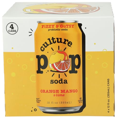 Culture Pop Soda Orange Mango & Lime Sparkling Soda 4pk, 12 FZ