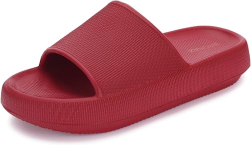 Image of BRONAX Cushioned Thick Sole Pillow Slippers for Women and Men Y10 | Cloud-Like Soft Sole, Foot Pain Relief, EVA Platform Sole, Indoor Outdoor Slides, Waterproof Shower Ready, Quick-Drying