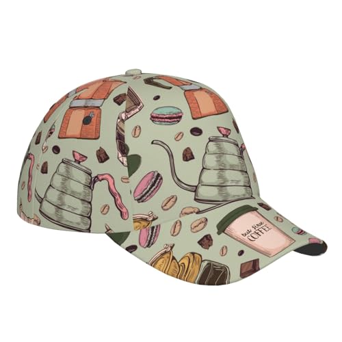 Unisex,Mujeres Hombres Gorra Dad Cafeteras Macarrones Chocolate Patrón Gorra Trucker Moda Gorra Outdoor Comodidad Gorra Deportiva para Camping Viaje Montañismo