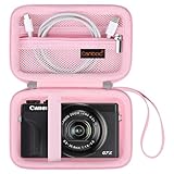 Canboc Carrying Case for Canon PowerShot G7X Mark III/Mark II/ SX740/ SX730, Sony Cybershot, RICOH GR IV Digital Camera, Mesh Bag fit Battery, USB Cable, Pink (Case Only)