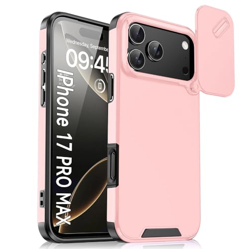 耐衝撃アーマースライドレンズ保護電話ケース iPhone 17 Air 17 16E 15 14 Plus 13 12 11 Pro Max ハードカバー コーク ピンク iPhone 11用