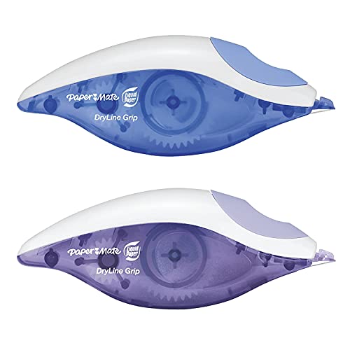 Liquid Paper 87813 Dryline Grip Correction Tape, 1/5-Inch X 335-Inch, Blue/Purple Dispensers, 2/Pack #TOP2