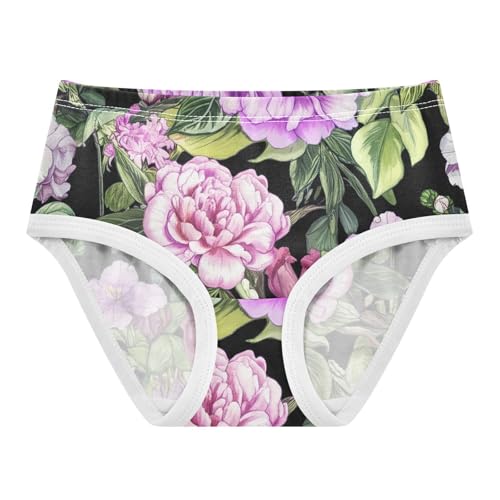 Cotton Girls Underwear Toddler Vintage Pink Purple Peonies Flowers Panties Little Girl Print Briefs Girls Undies 2t