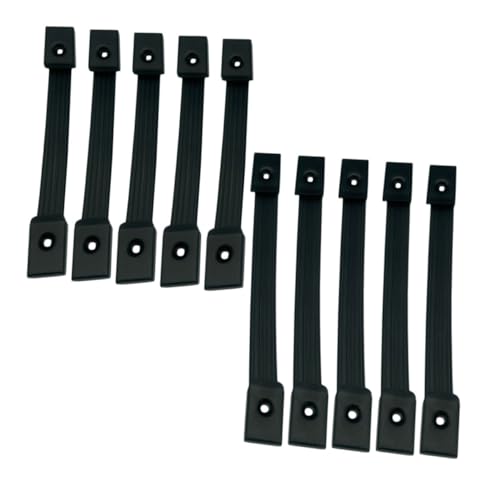 OSALADI 10個 スモールオーディオレザーハンドル サブウーファーのプルハンドル サブウーファーのオーディオハンドル 引き出しの取っ手 黒いハンドル アイロンプラス接着剤 Black