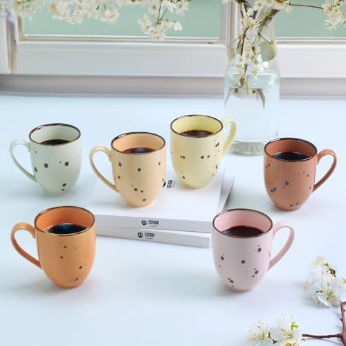 Set de 6 tazas de cerámica Esfour 14 oz multicolor miniatura 5