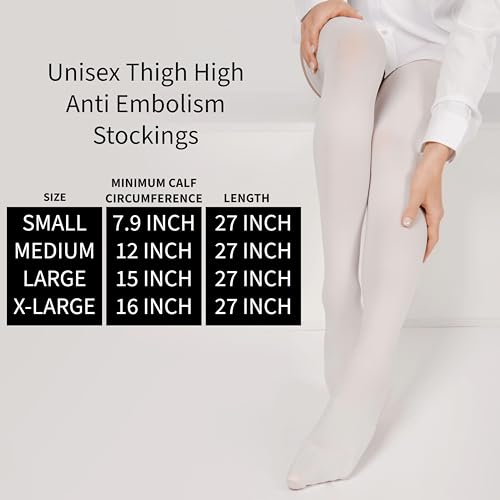 Image of 2 Pairs Compression Stockings Medical Thigh High Anti Embolism - Unisex Ted Graduated Moderate Compression [8-20 mmHg] Hose Socks with Inspection Hole and Non Slip Top Band - for Support, Circulation & Pressure