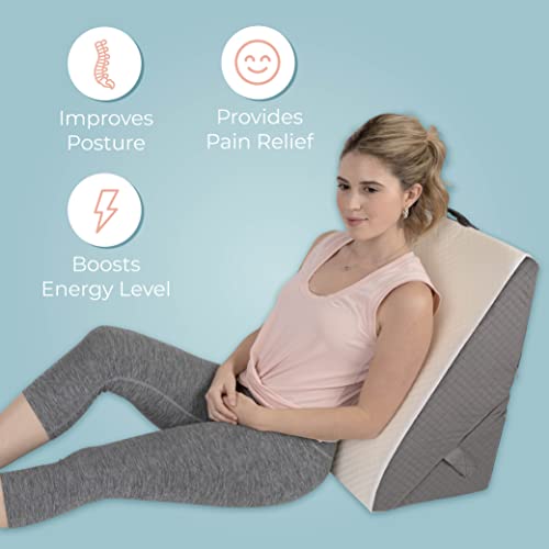 Image of Kolbs Bed Wedge Pillow for Sleep Apnea, FSA Eligible Acid Reflux, and Back Pain Relief, with Chic Jacquard Cover - Headboard Wedges for Sleeping (Adjustable Height Wedge)