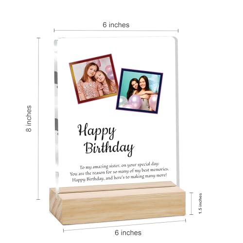 Image of Giftplease Personalized Happy Bithday Photo Plaque with Photo | Custom Friendship Gift with Wooden Stand | Best Friend Birthday Keepsake for Him or Her CS 03