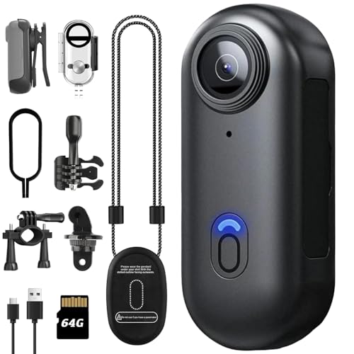 ABSAMAYS 1080P Mini Thumb Action Camera Portable Vlogging Camera Wearable Small Body Camera Hands-Free POV Video Recorder for Motorcycle Bike Work Travel Pet Walking