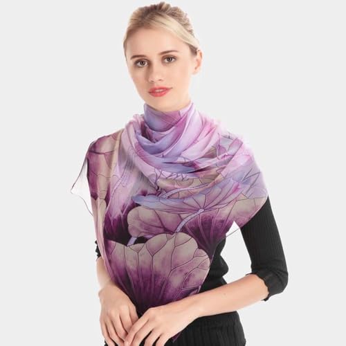 Floral Scarfs for Women Lightweight Spring Summer - Chiffon Long Scarf Shawl Sunscreen Wrap Neck Headscarf3