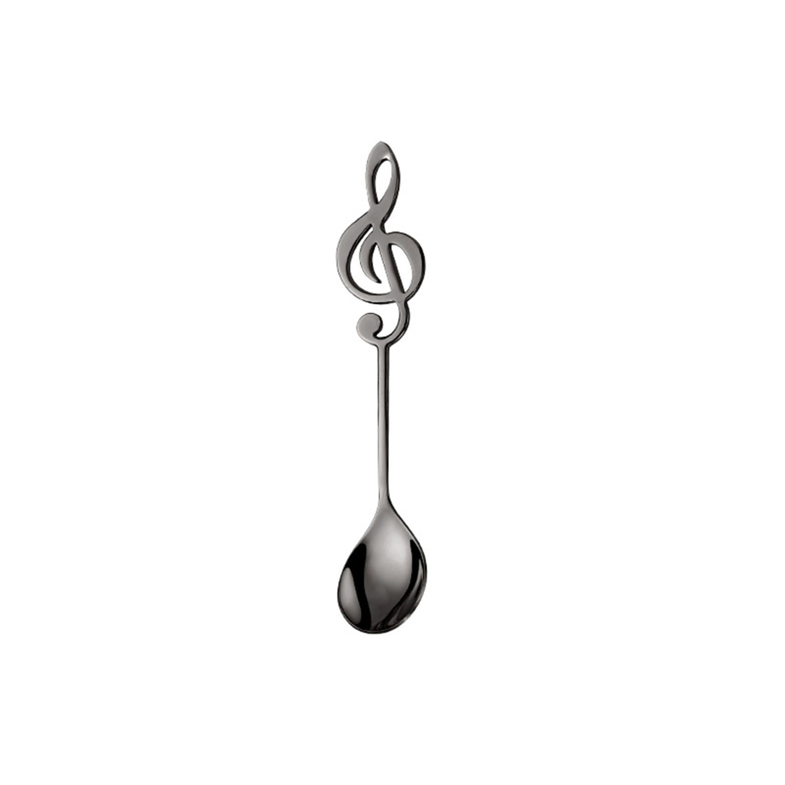 KASFDBMO 304 Stainless Coffee Stirring Spoon Musical Note Spoon Teaspoons Music Ice Cream Creative Gift Kitchen Tableware, Black
