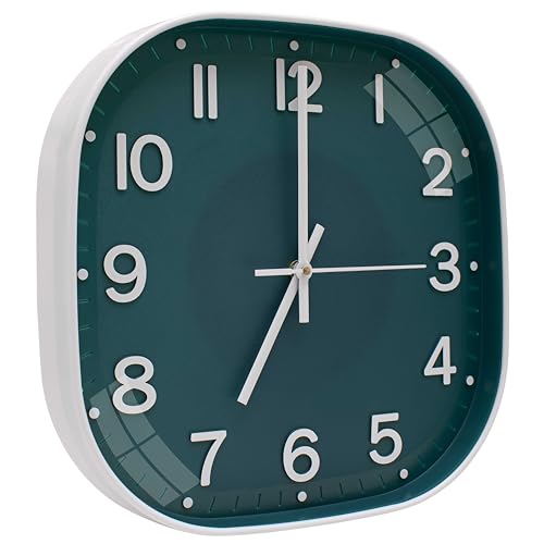 Image of TEKCOOL Plastic Analogue Wall Clock 12 inch Silent Quartz Decorative Wall Clock Non-Ticking Classic Clock Battery Operated Round Easy to Read for Room /Home /Kitchen /Bedrom /Office /School.Green White'