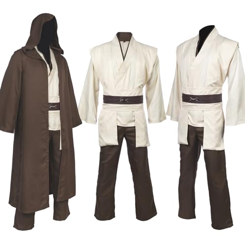 Horizoncos Jedi Costume Obi Wan Kenobi Costume Full Set Jedi Robe Adult Cosplay Halloween Star Costume Cosplay Cloak