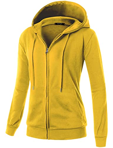 Image of GIVON Womens Casual Zip Up Hoodie Cotton Blend Soft Fabric Basic Layering Hooded Jacket with Kangaroo Pocket