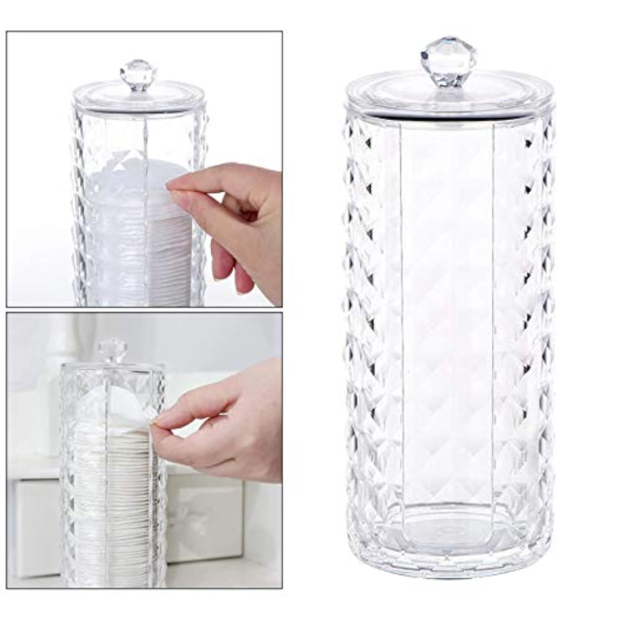 Cotton Pads Holder Organizer, Clear Acrylic Makeup Remover Container