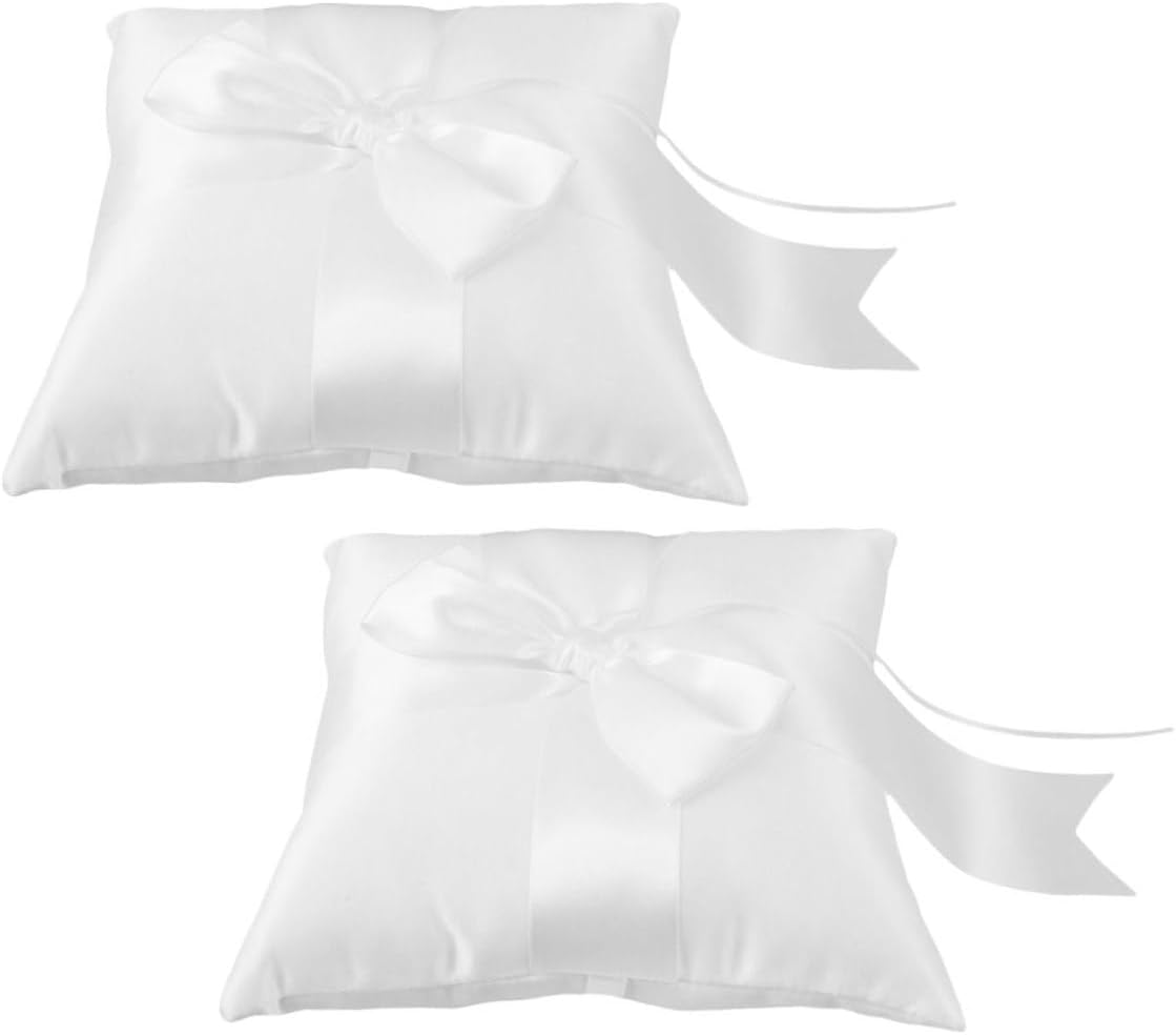 BESPORTBLE Ring Bearer Pillow Set 2pcs Bowknot Ceremony Cushion Satin Fabric Wedding Party Ring Holder Pillows for Engagement Anniversary Celebration