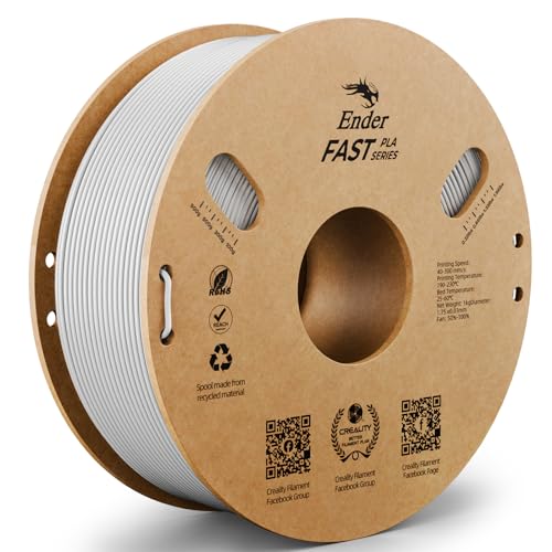 CREALITY Ender Fast PLA Filament 1.75mm, High Speed White PLA 3D Printer Filament, 1kg (2.2lb) Neatly Wound Cardboard Spool, Dimensional Accuracy +/- 0.03mm, Fit for Most Rapid FDM 3D Printe