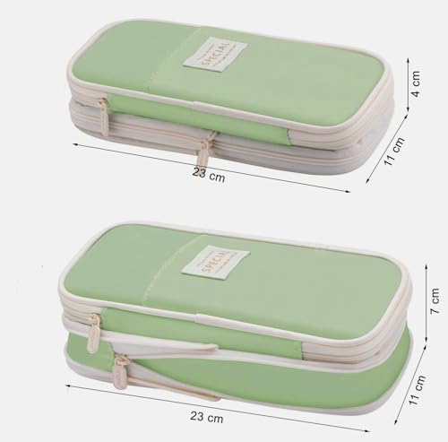 Image of INOVERA (LABEL) Polyester Pencil Pouch for Boys, Girls - School College Students Stationery Pen Holder Pouches (Green)