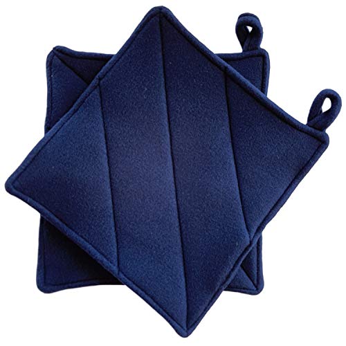 CUSHYSTORE Navy Blue Pot Holders Oven Pads Soft Fabric for Cooking Kitchen 7.75