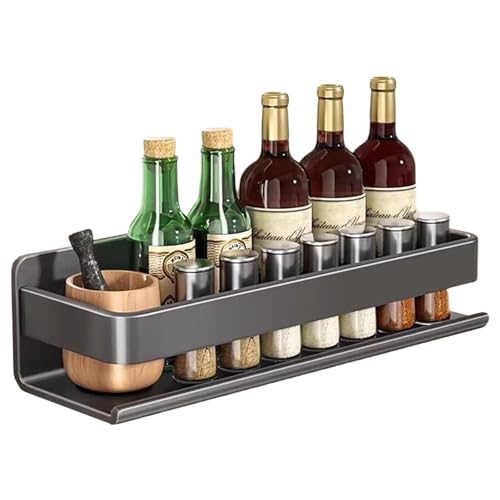 Decorhome Estanterías flotantes – Soporte para botellas de especias de metal | Soporte multifuncional para botellas para la organización de la pared de especias | Estante de pared de metal para
