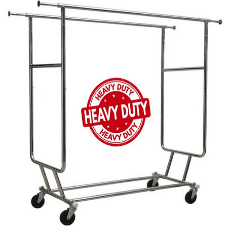 Only Garment Racks Commercial Grade Double Rail Rolling Clothing Rack, Heavy Duty - Designed with Solid 