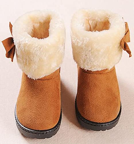 DADAWEN Baby's Girl's Toddler Fashion Cute Bowknot Fur Lining Princess Warm Snow Boots3