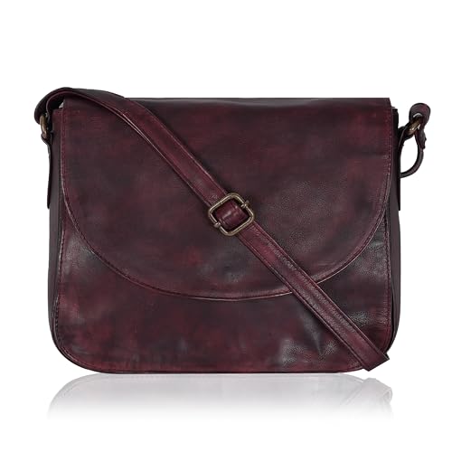 Image of Genuine Leather Shoulder Crossbody Purse For Women with Adjustable Strap, Mobile Pocket & Outside & Inside Zipper