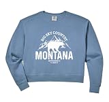 Womens Montana Grizzly Bear Vintage Camping Hiking Souvenir Comfort Colors Crop Sweatshirt