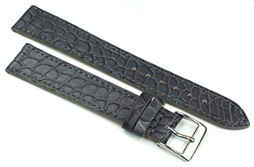 Bracelet montre véritable alligator gris 18 mm lanière XL fait main