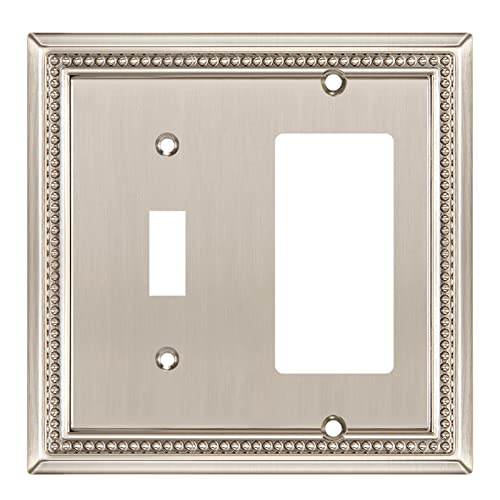 Image of Henne Bery Sunken Pearls Heavy Duty Decorative Wall Plate Switch Plate Outlet Cover (Toggle /Decorator, Satin Nickel)