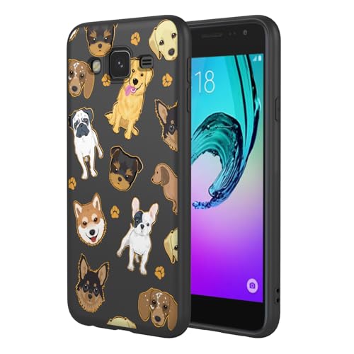 HTXWXJC Phone Case for Galaxy J3 2016 Case, SM-J320 J310 Samsung J3 2016 Case Shockproof Flexible Bumper TPU Soft Case Dog Pattern Phone Cover for Samsung Galaxy J3 2016 Black Dog