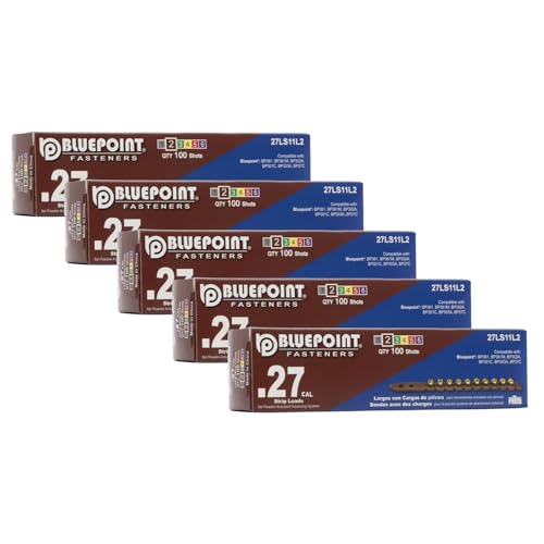 BLUEPOINT .27 Caliber Brown Strip Powder Loads for Power Actuated Fastening System (500 Count). Item# 27LS11L2. Ideal for Reliable Fastening Applications. 5-Pack Save $10