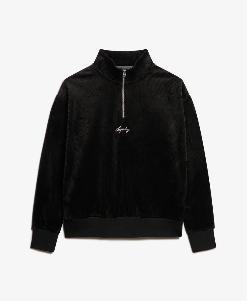 Superdry Haut en velours Country Club pour femme avec demi-fermeture éclair