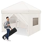 Ej.Victor Pavillon 3x3m Faltpavillon Wasserdicht Stabil Winterfest, Pop Up Faltpavillon mit Mesh Seitenwänden und 4 Sandsäcke, 50+ UV-Schutz Party Pavillon Gartenzelt Partyzelt, Khaki